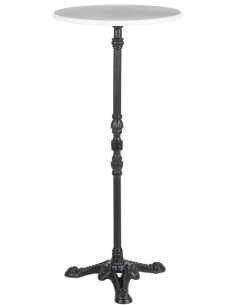 Table haute bistrot parisien Ronde 2 personnes Marbre Blanc Métal Noir Cilora - 1