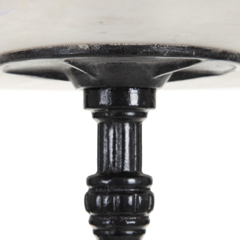 Table haute bistrot parisien Ronde 2 personnes Marbre Blanc Métal Noir Cilora - 4