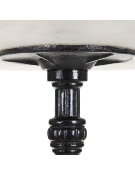 Table haute bistrot parisien Ronde 2 personnes Marbre Blanc Métal Noir Cilora - 4