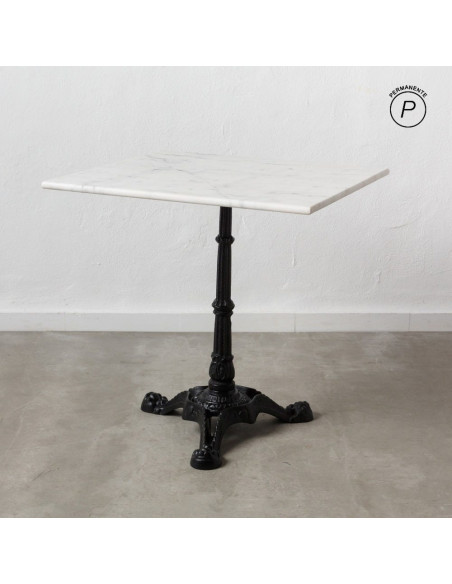 Table bistrot parisien Carrée 2 personnes Marbre Blanc Métal Noir Farina - 10
