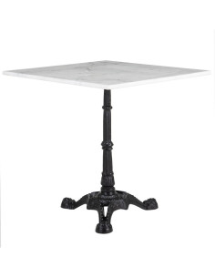 Table bistrot parisien Carrée 2 personnes Marbre Blanc Métal Noir Farina - 1