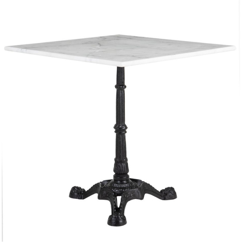Table bistrot parisien Carrée 2 personnes Marbre Blanc Métal Noir Farina - 1