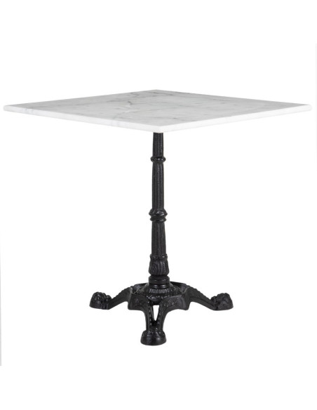 Table bistrot parisien Carrée 2 personnes Marbre Blanc Métal Noir Farina - 1