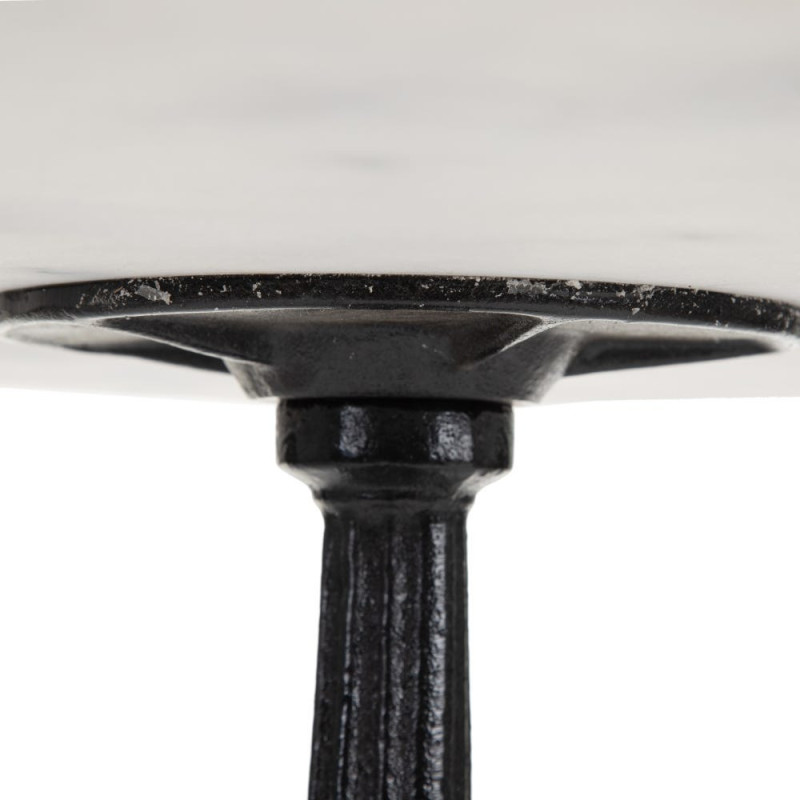 Table bistrot parisien Carrée 2 personnes Marbre Blanc Métal Noir Farina - 4