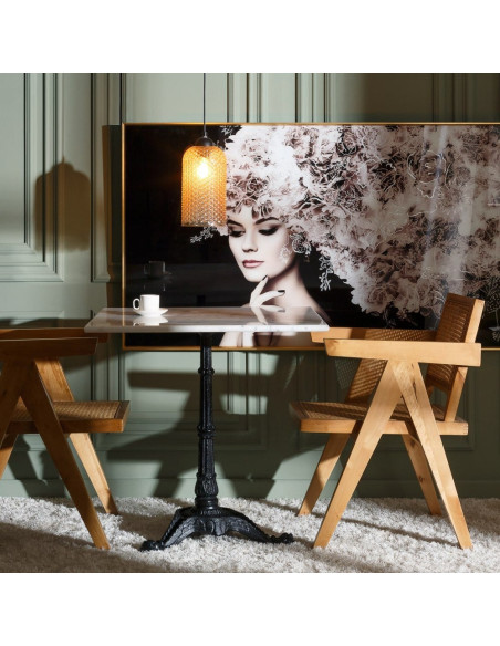 Table bistrot parisien Carrée 2 personnes Marbre Blanc Métal Noir Farina - 2