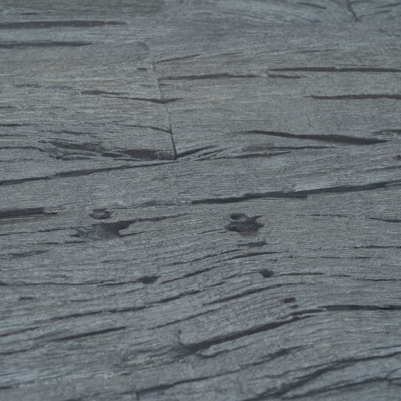 Grande Table basse originale moderne Carrée 100 cm en Bois Noir Verre Transparent Acier inoxydable Argenté Noela - 6