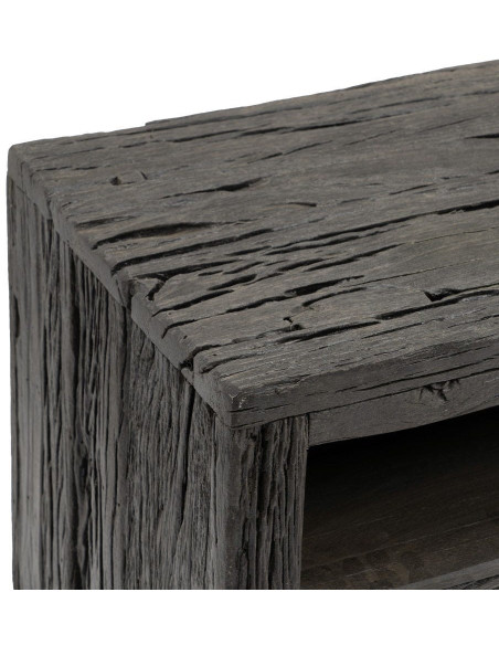 Meuble tv original moderne 3 tiroirs 1 niche en Bois Noir Acier inoxydable Argenté Noela - 4