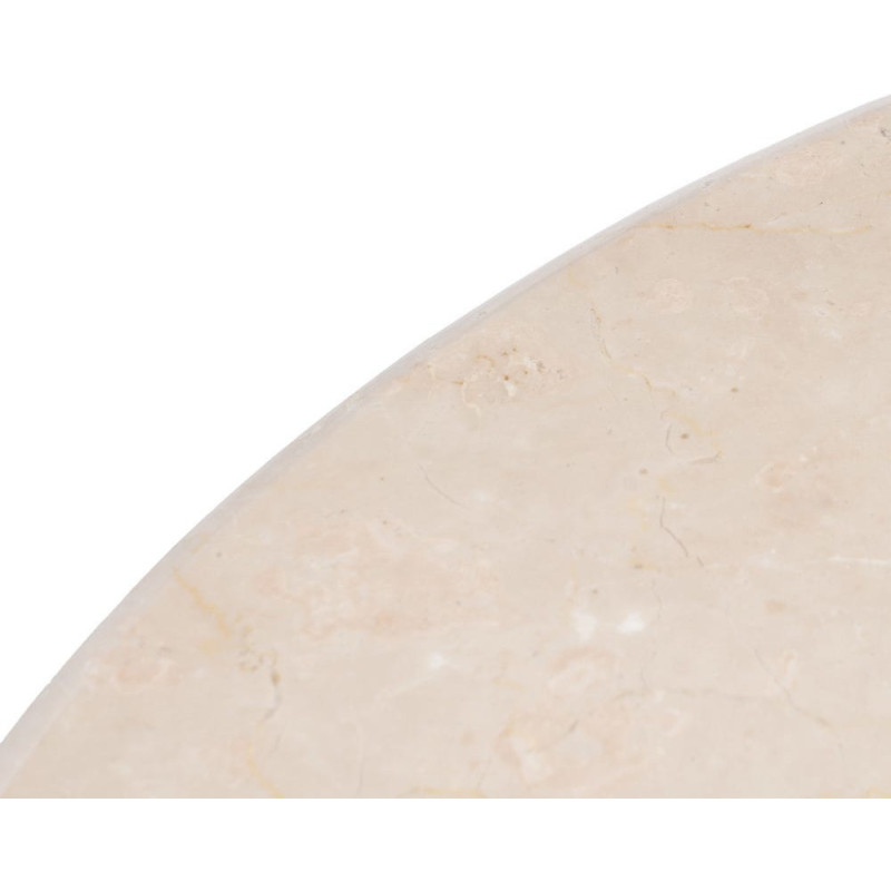 Table basse moderne chic Ronde 76 cm en Marbre Blanc crème Bois de manguier Naturel Relina - 3