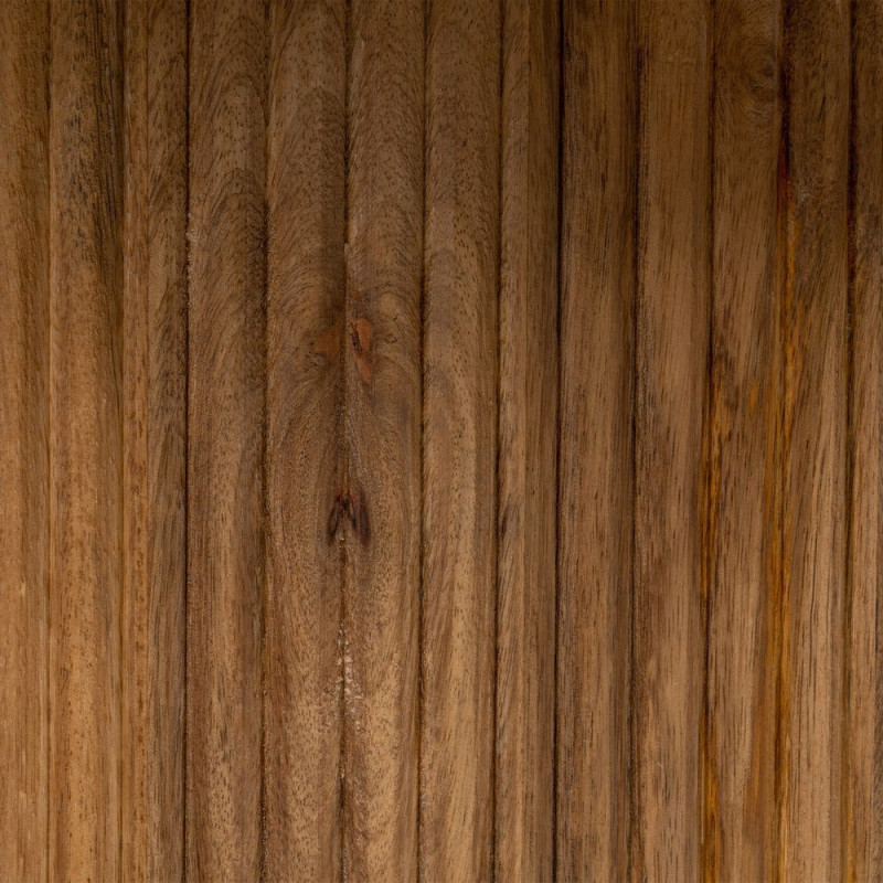 Table basse moderne chic Ronde 76 cm en Marbre Blanc crème Bois de manguier Naturel Relina - 5