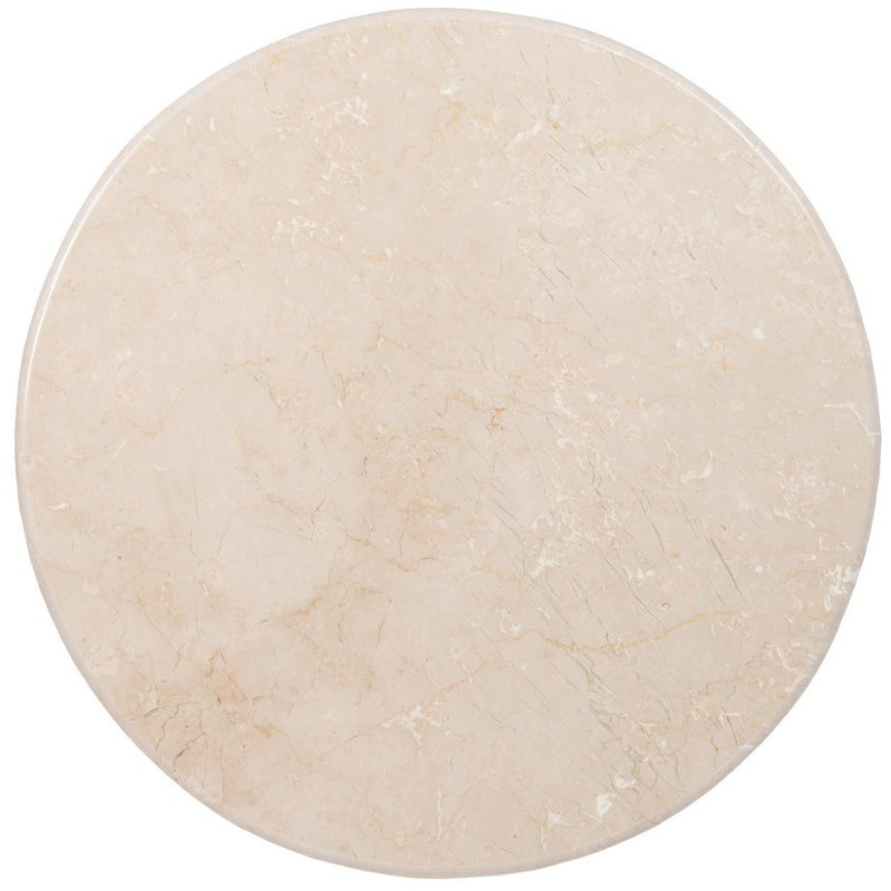 Table basse moderne chic Ronde 76 cm en Marbre Blanc crème Bois de manguier Naturel Relina - 8