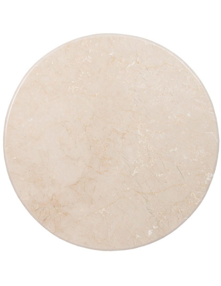 Table basse moderne chic Ronde 76 cm en Marbre Blanc crème Bois de manguier Naturel Relina - 8