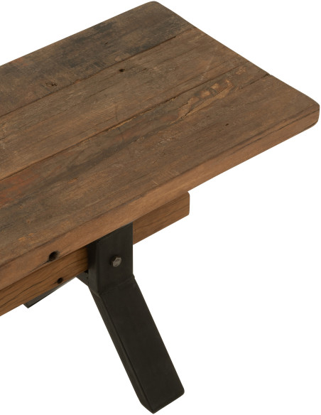 Banc 3 places 180 cm Hector en Bois recyclé Marron Métal Noir - 7