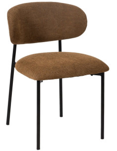 Chaise vintage style années 70 Tissu Marron Métal Noir Bois contreplaqué Naturel Zalina (Lot de 4) - 2