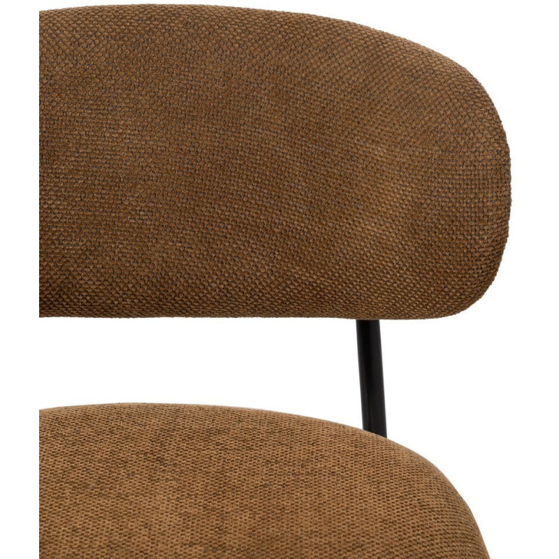 Chaise vintage style années 70 Tissu Marron Métal Noir Bois contreplaqué Naturel Zalina (Lot de 4) - 5