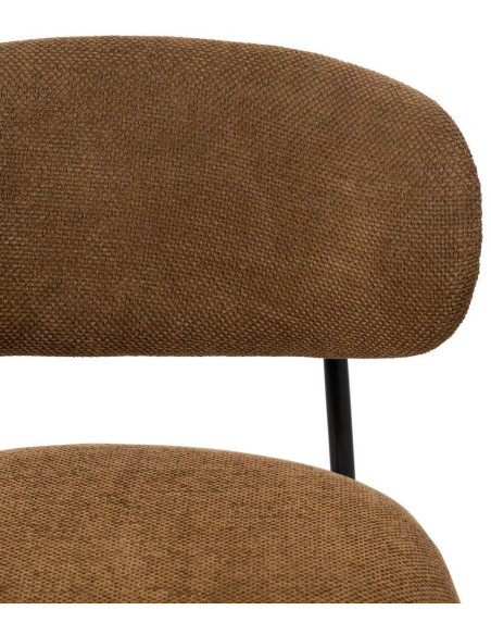 Chaise vintage style années 70 Tissu Marron Métal Noir Bois contreplaqué Naturel Zalina (Lot de 4) - 5