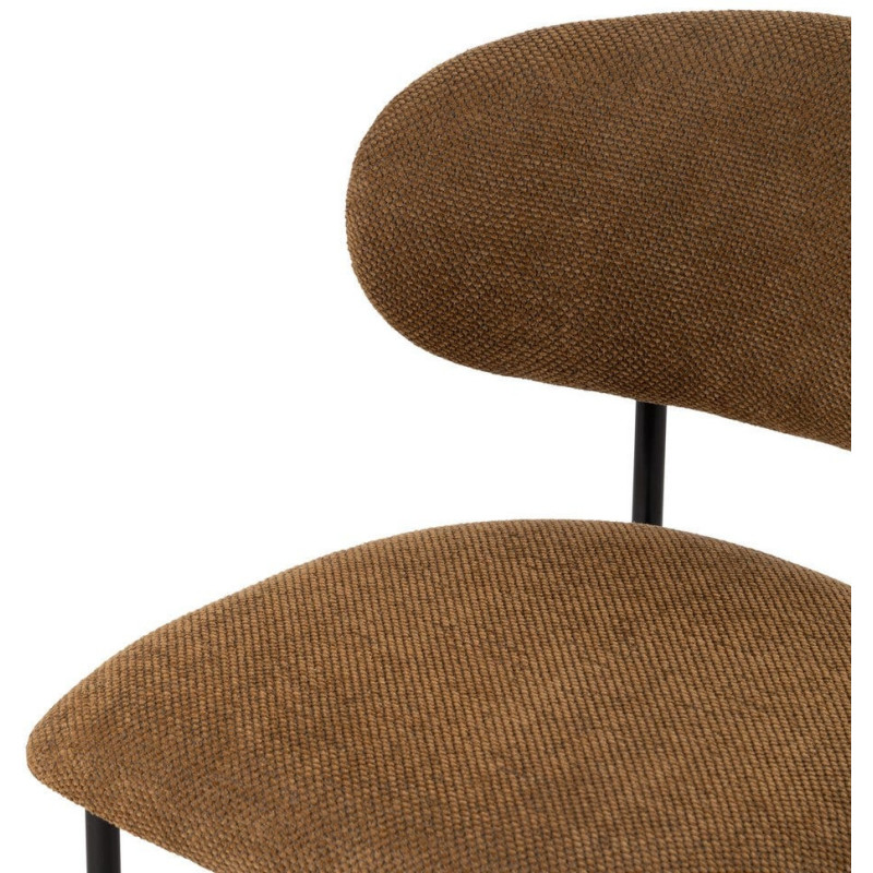 Chaise vintage style années 70 Tissu Marron Métal Noir Bois contreplaqué Naturel Zalina (Lot de 4) - 6