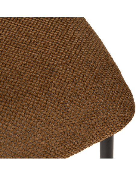 Chaise vintage style années 70 Tissu Marron Métal Noir Bois contreplaqué Naturel Zalina (Lot de 4) - 9