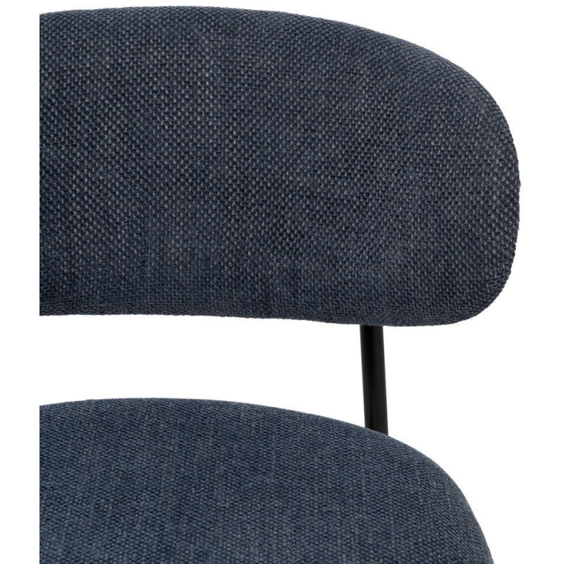 Chaise vintage style années 70 Tissu Bleu Métal Noir Bois contreplaqué Naturel Zalina (Lot de 4) - 5