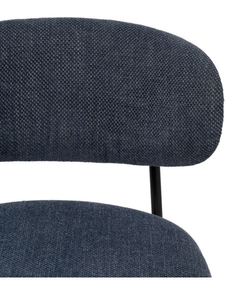 Chaise vintage style années 70 Tissu Bleu Métal Noir Bois contreplaqué Naturel Zalina (Lot de 4) - 5