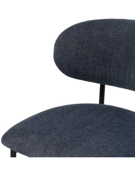 Chaise vintage style années 70 Tissu Bleu Métal Noir Bois contreplaqué Naturel Zalina (Lot de 4) - 6