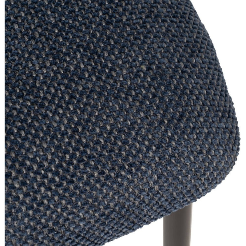 Chaise vintage style années 70 Tissu Bleu Métal Noir Bois contreplaqué Naturel Zalina (Lot de 4) - 9