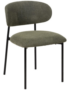 Chaise vintage style années 70 Tissu Vert Métal Noir Bois contreplaqué Naturel Zalina (Lot de 4) - 2