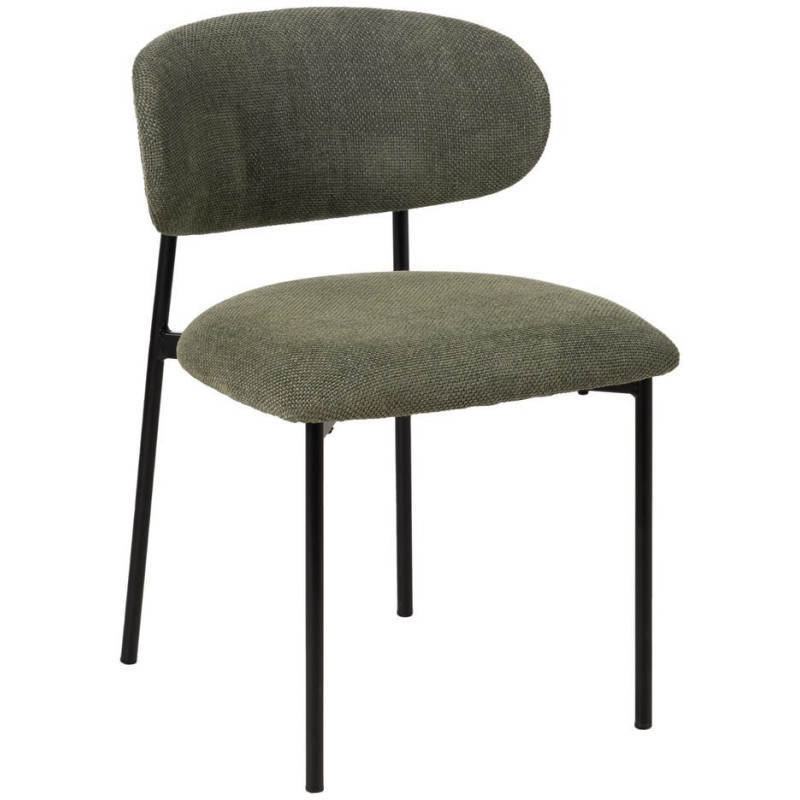 Chaise vintage style années 70 Tissu Vert Métal Noir Bois contreplaqué Naturel Zalina (Lot de 4) - 2