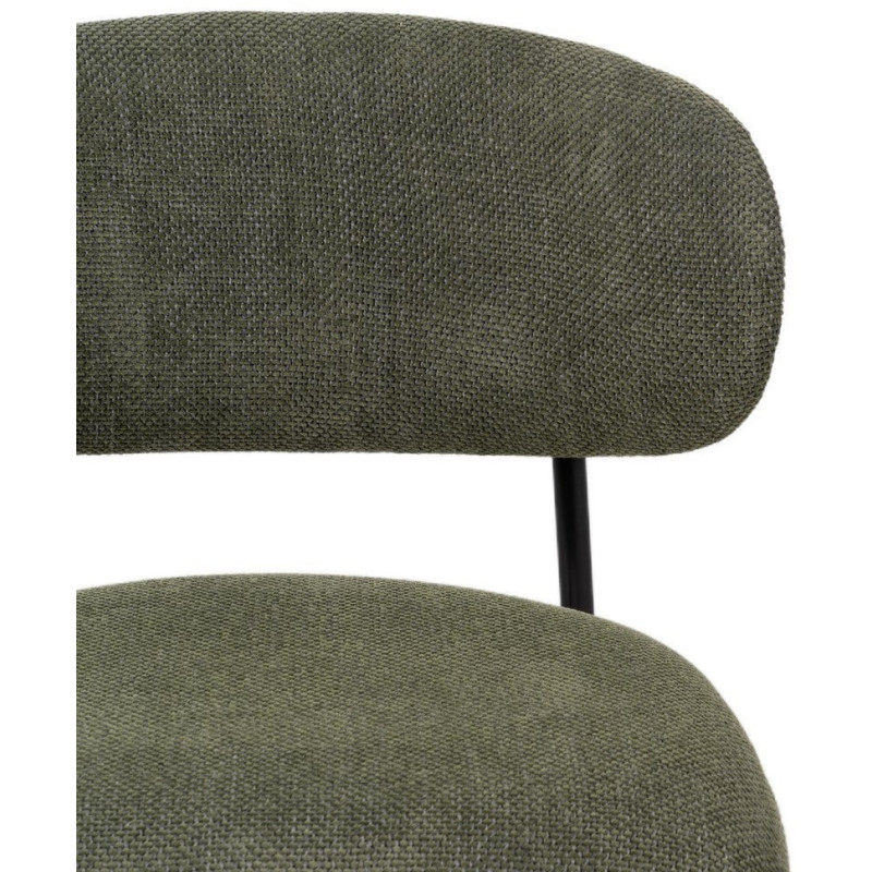 Chaise vintage style années 70 Tissu Vert Métal Noir Bois contreplaqué Naturel Zalina (Lot de 4) - 5