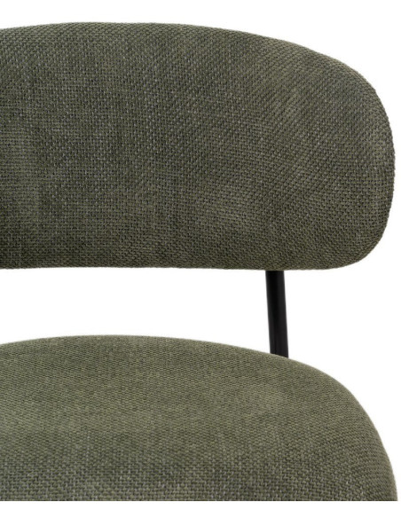 Chaise vintage style années 70 Tissu Vert Métal Noir Bois contreplaqué Naturel Zalina (Lot de 4) - 5