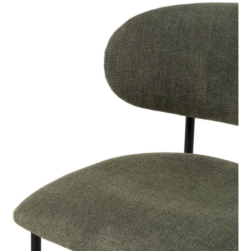 Chaise vintage style années 70 Tissu Vert Métal Noir Bois contreplaqué Naturel Zalina (Lot de 4) - 6