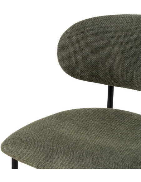 Chaise vintage style années 70 Tissu Vert Métal Noir Bois contreplaqué Naturel Zalina (Lot de 4) - 6