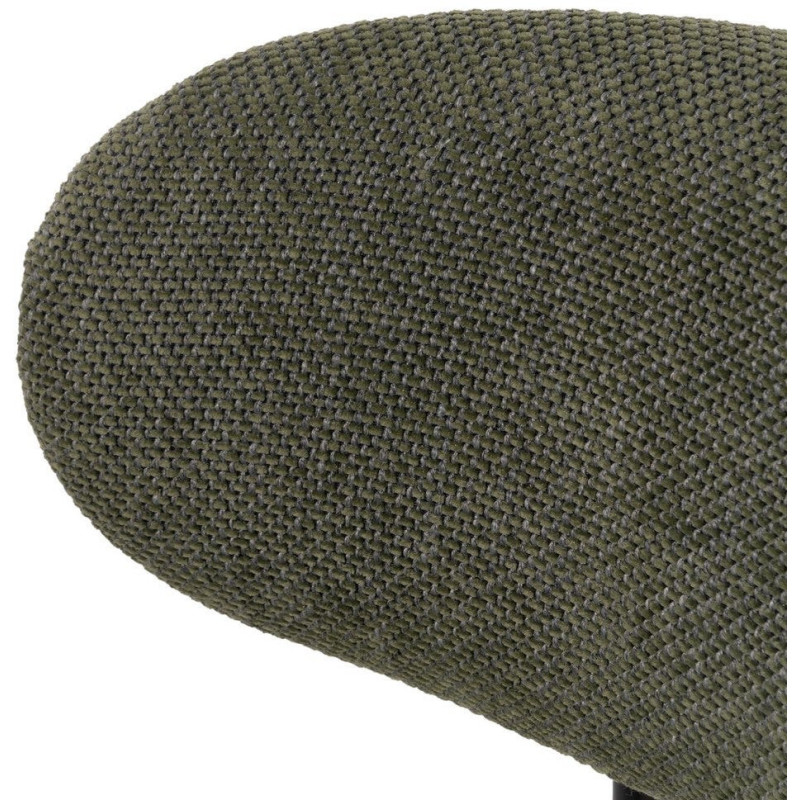 Chaise vintage style années 70 Tissu Vert Métal Noir Bois contreplaqué Naturel Zalina (Lot de 4) - 7