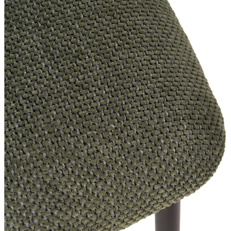 Chaise vintage style années 70 Tissu Vert Métal Noir Bois contreplaqué Naturel Zalina (Lot de 4) - 9