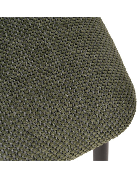 Chaise vintage style années 70 Tissu Vert Métal Noir Bois contreplaqué Naturel Zalina (Lot de 4) - 9