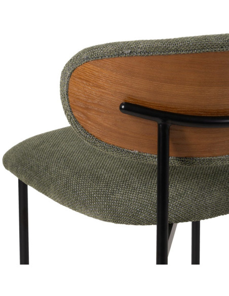 Chaise vintage style années 70 Tissu Vert Métal Noir Bois contreplaqué Naturel Zalina (Lot de 4) - 10