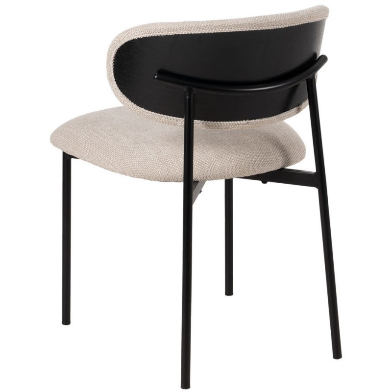 Chaise vintage style années 70 Tissu Blanc crème Métal Noir Bois contreplaqué Noir Zalina (Lot de 4) - 4