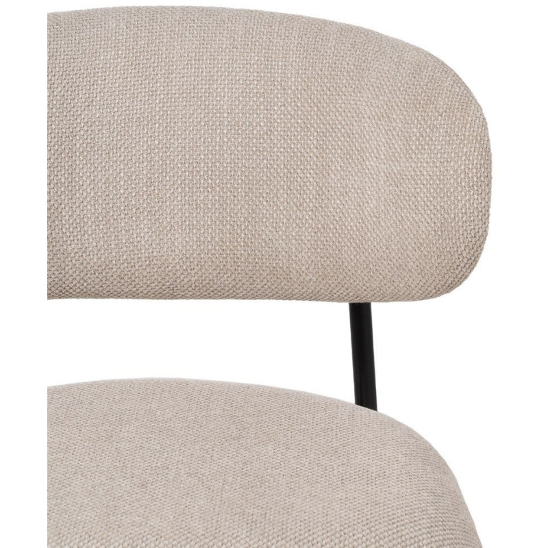 Chaise vintage style années 70 Tissu Blanc crème Métal Noir Bois contreplaqué Noir Zalina (Lot de 4) - 5