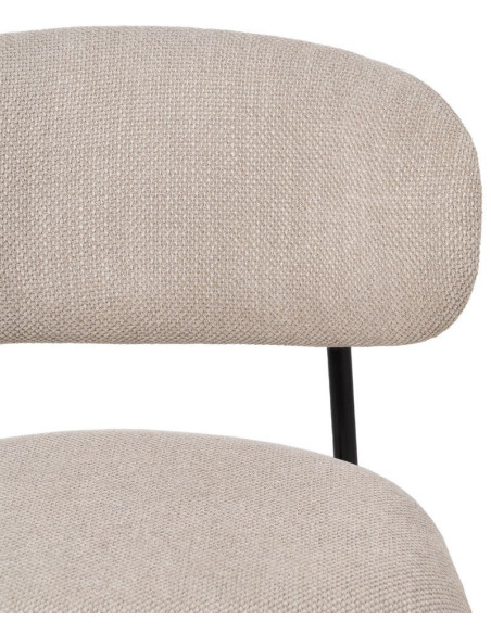 Chaise vintage style années 70 Tissu Blanc crème Métal Noir Bois contreplaqué Noir Zalina (Lot de 4) - 5