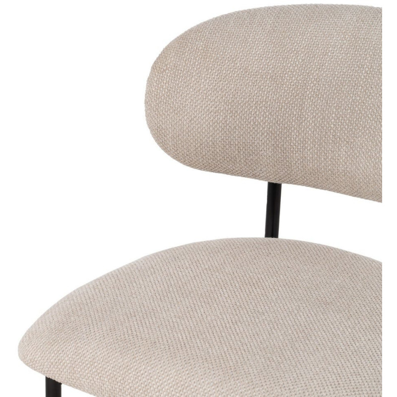 Chaise vintage style années 70 Tissu Blanc crème Métal Noir Bois contreplaqué Noir Zalina (Lot de 4) - 6