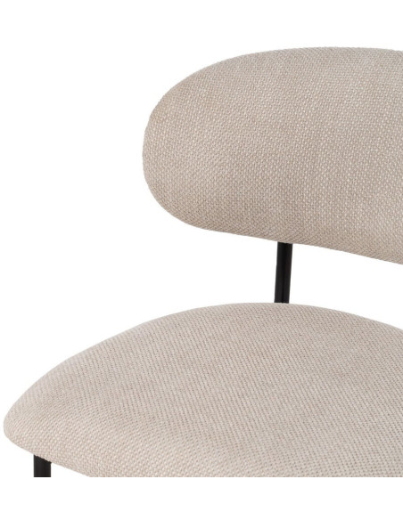 Chaise vintage style années 70 Tissu Blanc crème Métal Noir Bois contreplaqué Noir Zalina (Lot de 4) - 6