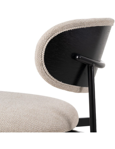 Chaise vintage style années 70 Tissu Blanc crème Métal Noir Bois contreplaqué Noir Zalina (Lot de 4) - 8