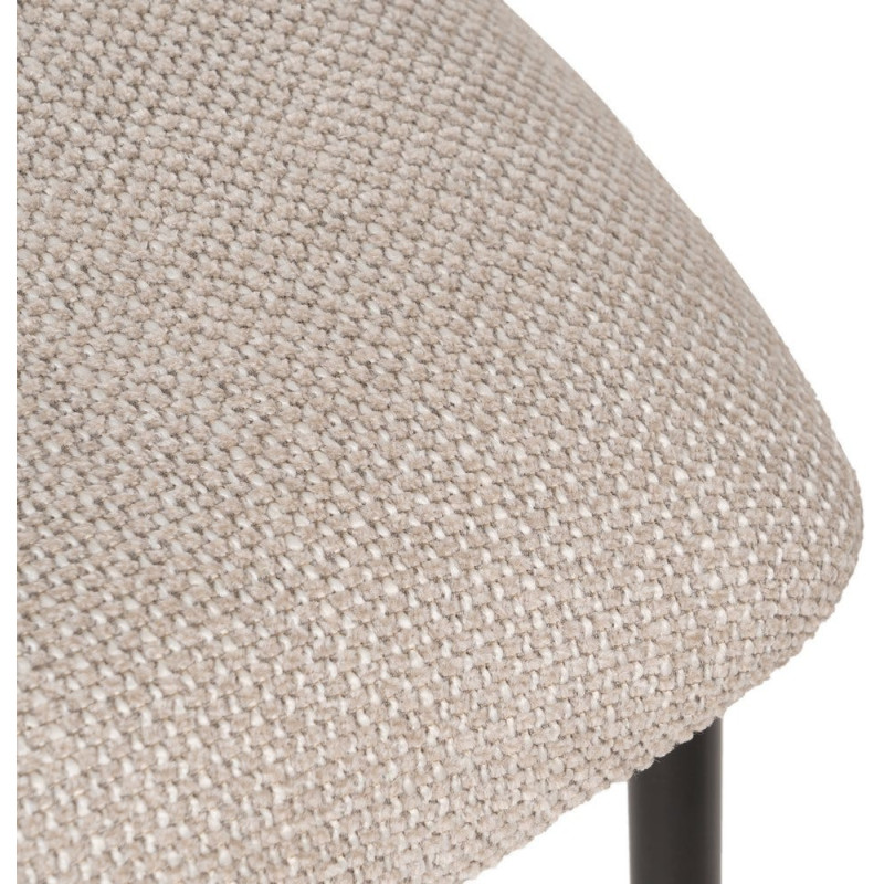 Chaise vintage style années 70 Tissu Blanc crème Métal Noir Bois contreplaqué Noir Zalina (Lot de 4) - 9