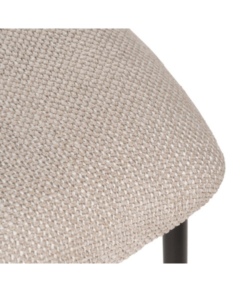 Chaise vintage style années 70 Tissu Blanc crème Métal Noir Bois contreplaqué Noir Zalina (Lot de 4) - 9