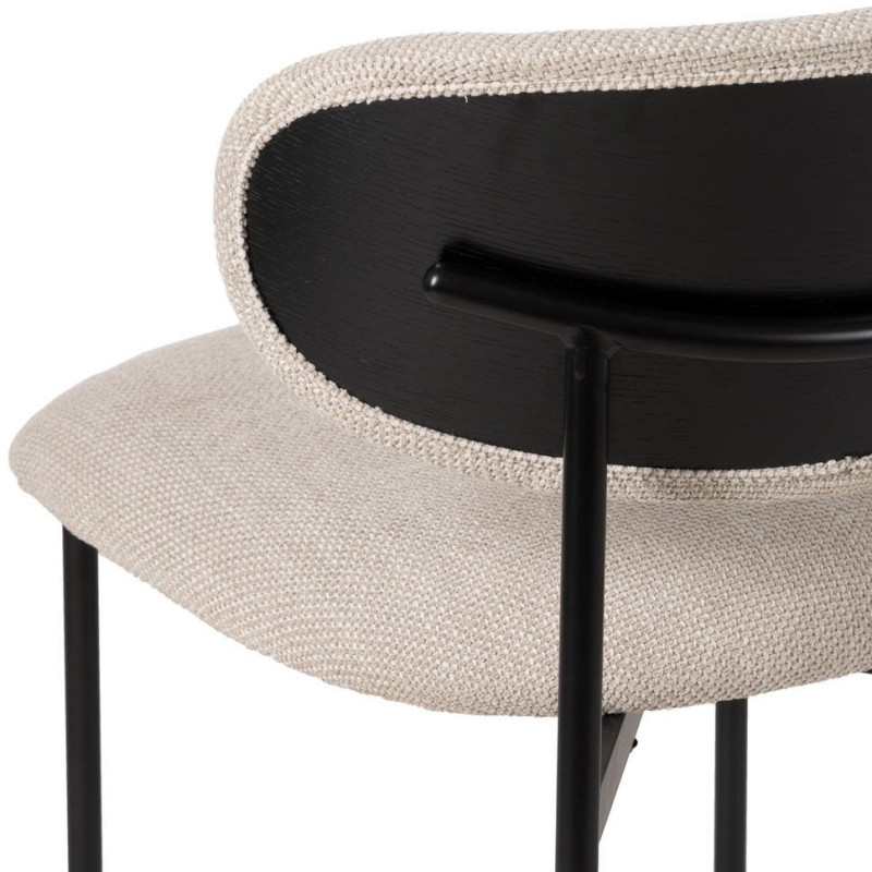 Chaise vintage style années 70 Tissu Blanc crème Métal Noir Bois contreplaqué Noir Zalina (Lot de 4) - 10