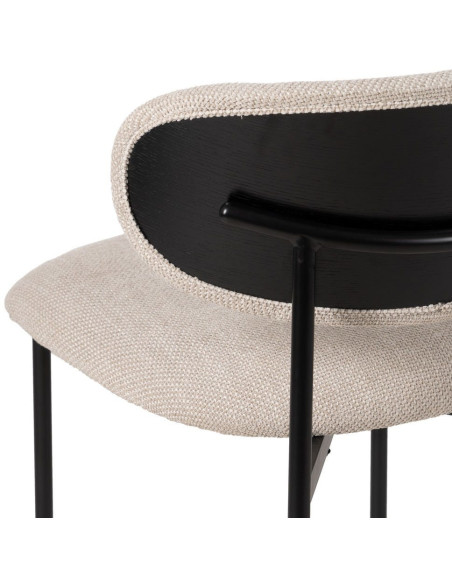 Chaise vintage style années 70 Tissu Blanc crème Métal Noir Bois contreplaqué Noir Zalina (Lot de 4) - 10