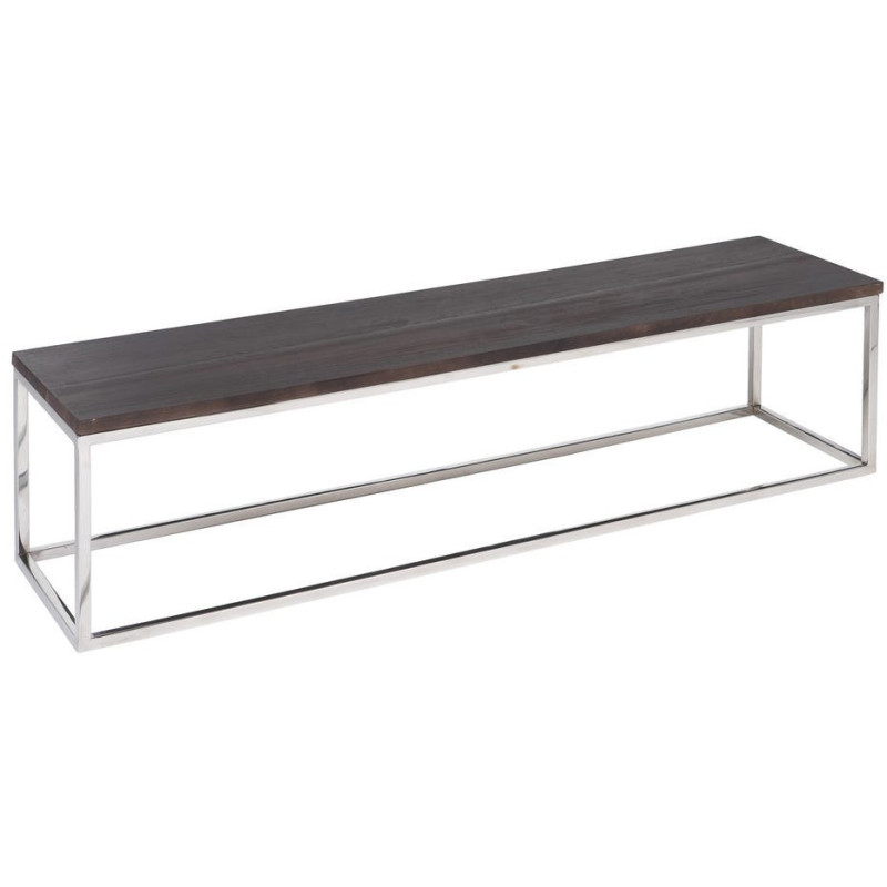 Table basse Gigogne Rectangulaire en Bois de manguier Marron Métal Argenté Judson (Lot de 3) - 3