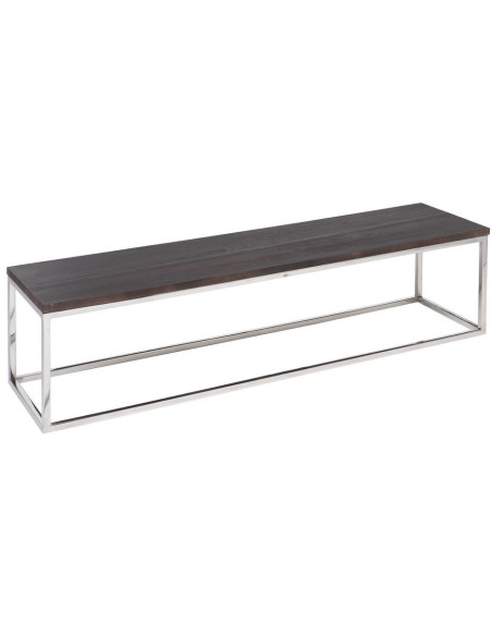 Table basse Gigogne Rectangulaire en Bois de manguier Marron Métal Argenté Judson (Lot de 3) - 3