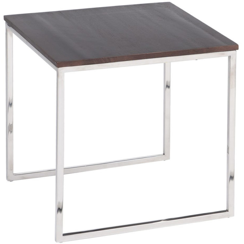 Table basse Gigogne Rectangulaire en Bois de manguier Marron Métal Argenté Judson (Lot de 3) - 4