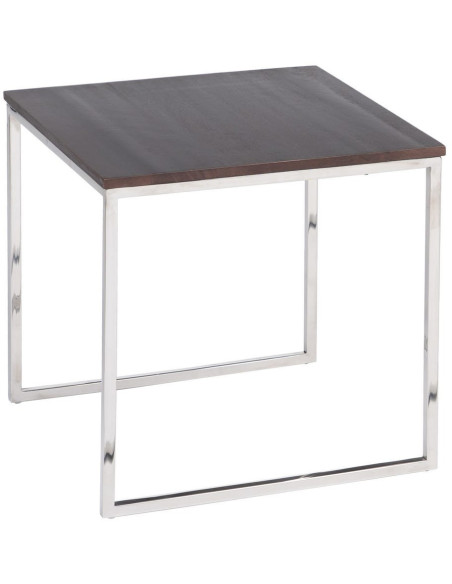 Table basse Gigogne Rectangulaire en Bois de manguier Marron Métal Argenté Judson (Lot de 3) - 4