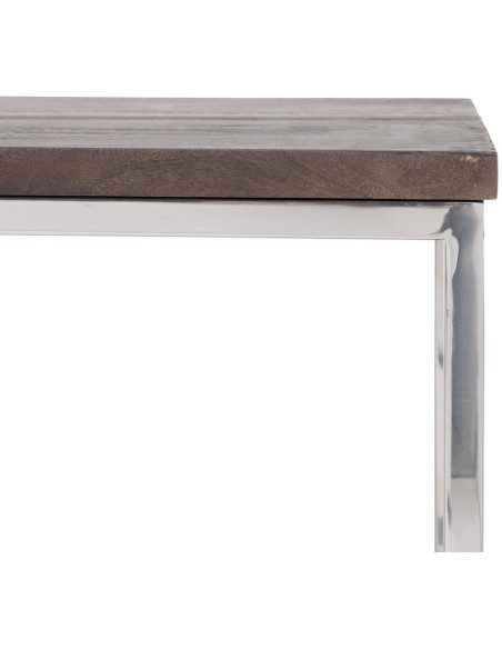 Table basse Gigogne Rectangulaire en Bois de manguier Marron Métal Argenté Judson (Lot de 3) - 6